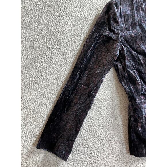 Lucky Brand Jacket 10 Medium Velour Open Floral Long Sleeve Black Classic Career - Picture 3 of 14